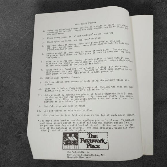 Vintage Mr. & Mrs. Santa Pillow Patterns That Patchwork Place Uncut Bonus Tissue - Picture 3 of 3